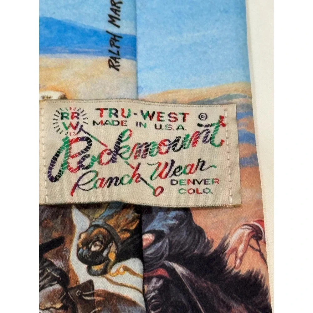 Vintage Tru-West Frederic Remington Dash for Timber Cowboy Horse Necktie